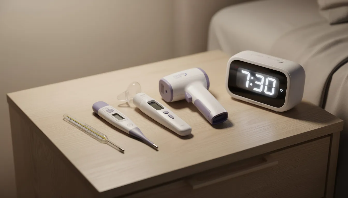 basal body thermometers on bedside table